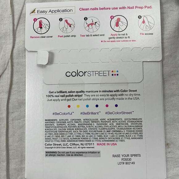 Retired Color Street  Raise Your Spirits Press On Nail Strips - Picture 2 of 2